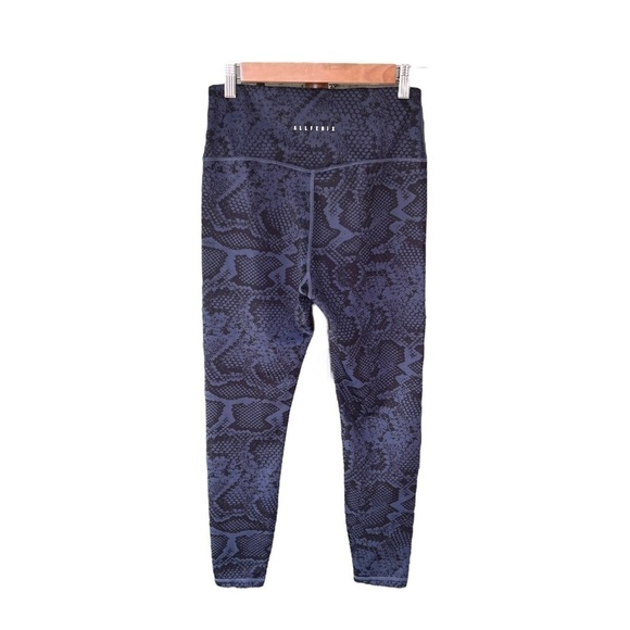 All Fenix - Python Blue Snake Snakeskin Print High Rise Active Leggings Sz M - Picture 5 of 7
